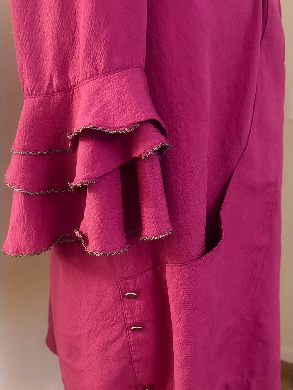 Mayle Magenta Ruffled Sleeve Tunic Top - Picture 4 of 7